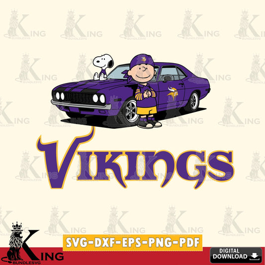 Minnesota Vikings Peanuts Muscle Car Cricut file , Cut file  , Digital Download , PDF File , Instant Download