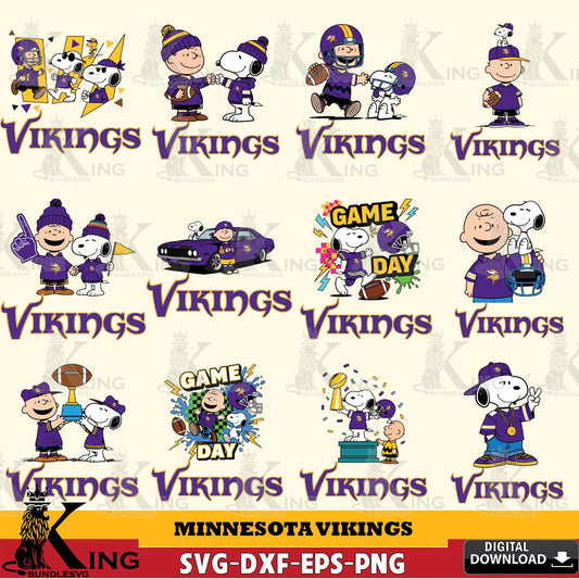 Minnesota Vikings Peanuts Play Football NFL Bundle Cricut file , Cut file  , Digital Download , PDF File , Instant Download