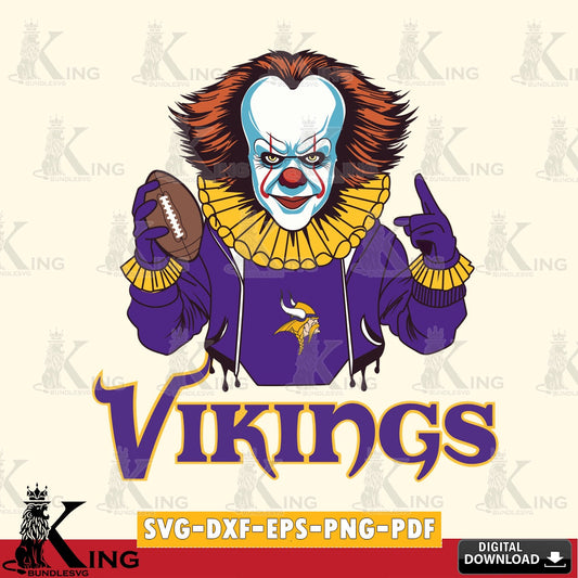 Printable art of Minnesota Vikings Pennywise player football SVG cut file for personalized gifts and laser projects