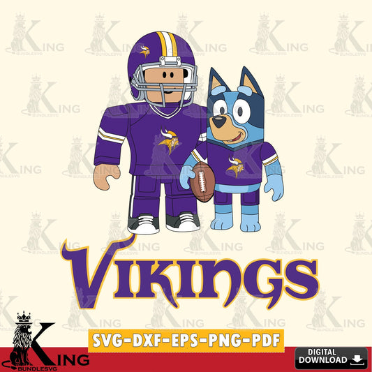 Minnesota Vikings Roblox & Bluey Football SVG file , Cricut, NFL  File cut , Digital Download , PDF File