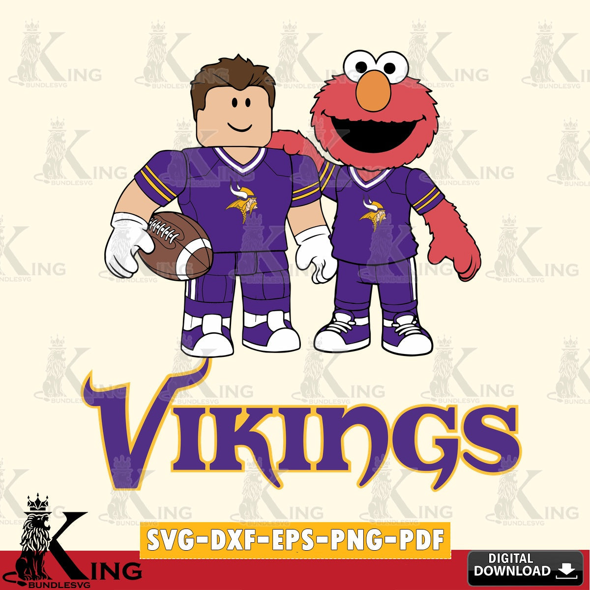 Minnesota Vikings Roblox & Elmo Football SVG file , Cricut, NFL  File cut , Digital Download , PDF File