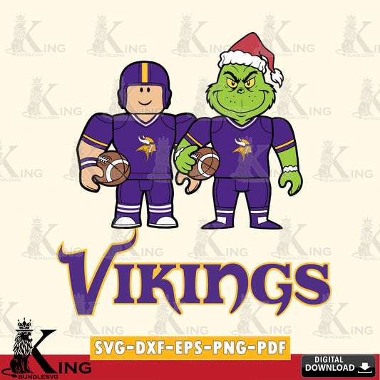 Minnesota Vikings Roblox & Grinch Football SVG file , Cricut, NFL  File cut , Digital Download , PDF File