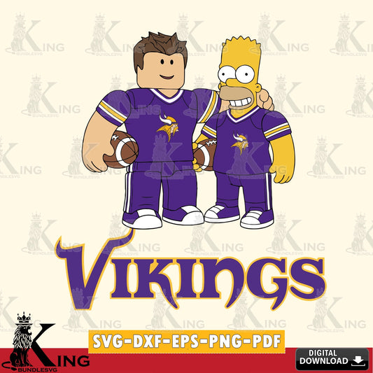 Minnesota Vikings Roblox & Homer Simpson Football SVG file , Cricut, NFL  File cut , Digital Download , PDF File