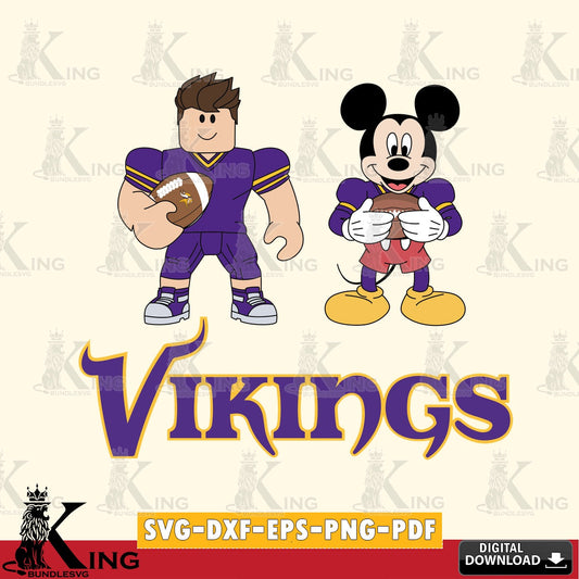Minnesota Vikings Roblox & Mickey Football SVG file , Cricut, NFL  File cut , Digital Download , PDF File