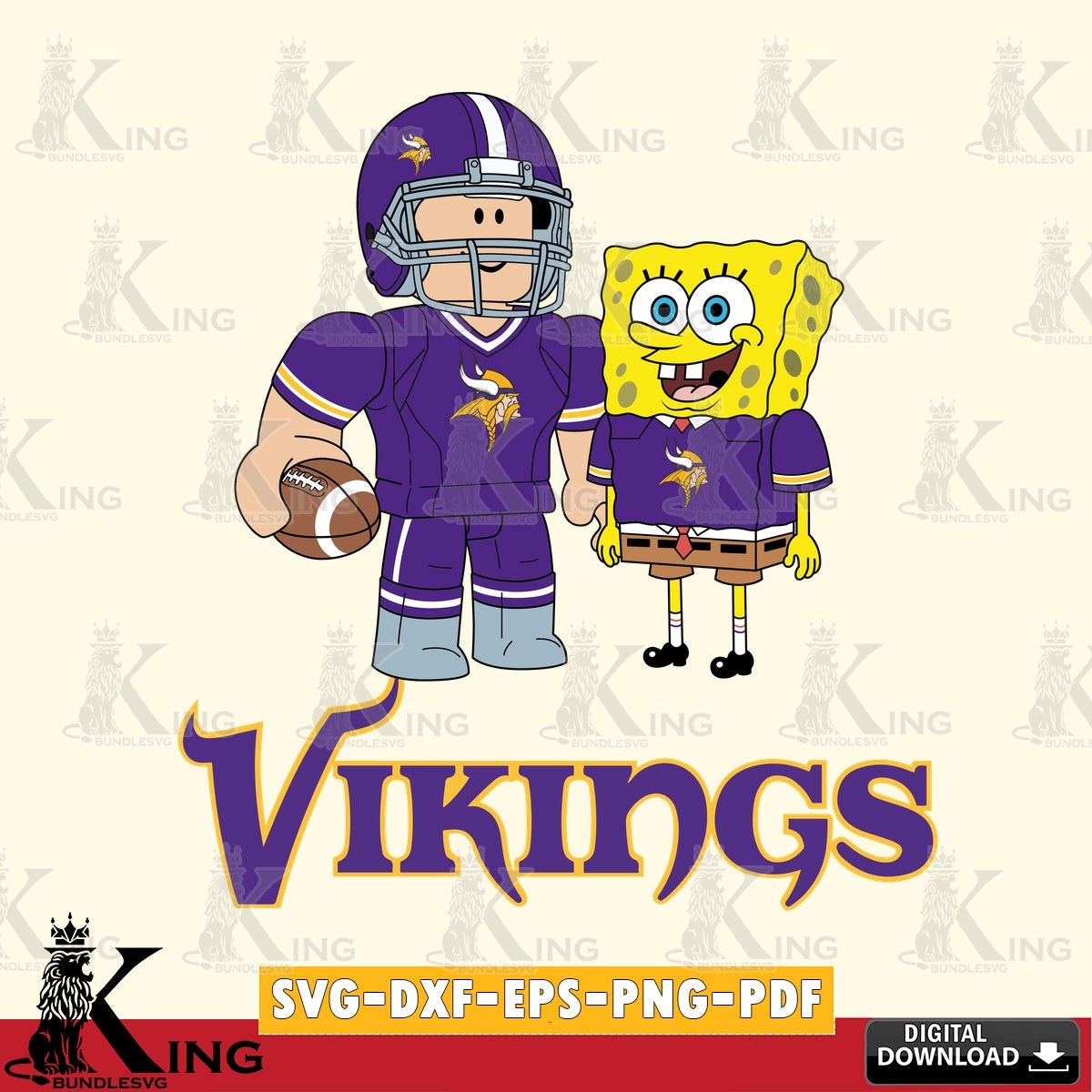 Minnesota Vikings Roblox & Spongebob Football SVG file , Cricut, NFL  File cut , Digital Download , PDF File