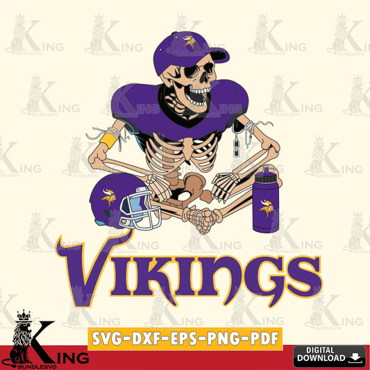 Stylish representation of Minnesota Vikings skeleton player football for digital download for Cricut Maker and paper crafts