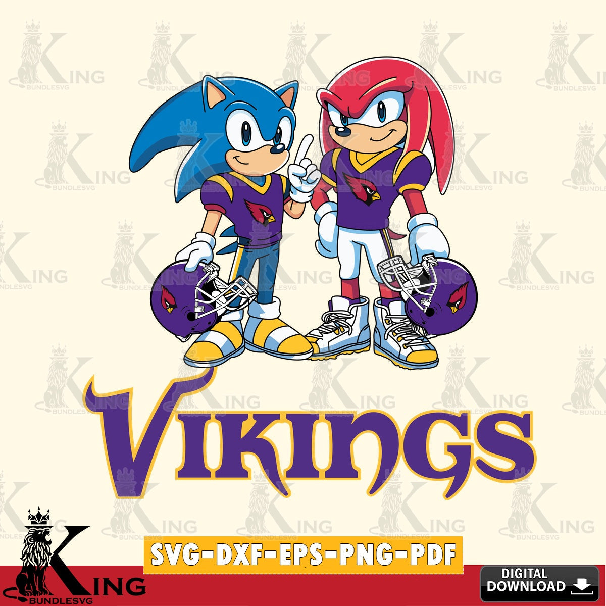Minnesota Vikings Sonic And Knuckles Football SVG file, Vector , Digital Download , PDF File , Instant Download