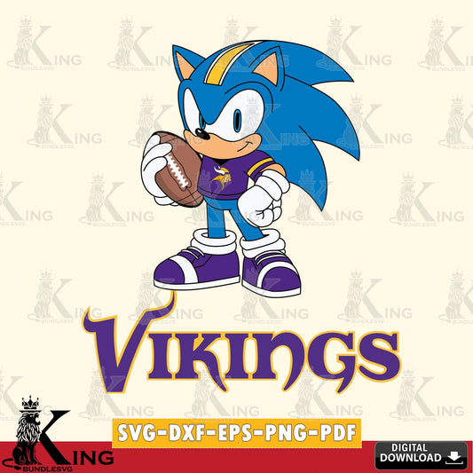 Hand-drawn style art of Minnesota Vikings Sonic Game Day Ready, printable vector design for sublimation and crafts