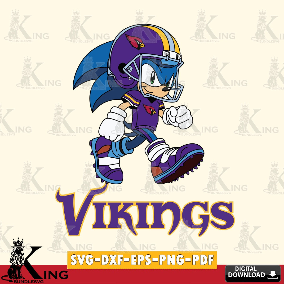 Custom design featuring a Minnesota Vikings Sonic Ready Football cut file ideal for vinyl projects and T-shirt printing