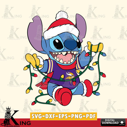 Minnesota Vikings Stitch Christmas Lights SVG, NFL for Cricut, Silhouette, Digital Download , file cut