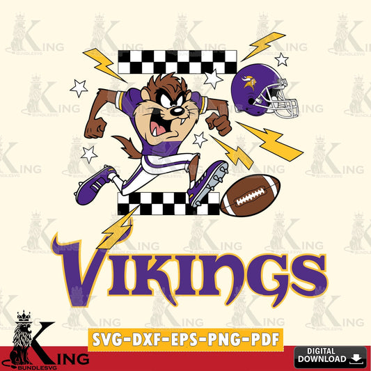 Minnesota Vikings Taz Football Lightning Cut file  , Digital Download , Instant Download, Looney Tunes svg, Football svg