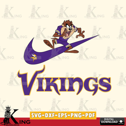 Minnesota Vikings Taz Football Nike Cut file  , Digital Download , Instant Download, Looney Tunes svg, Football svg