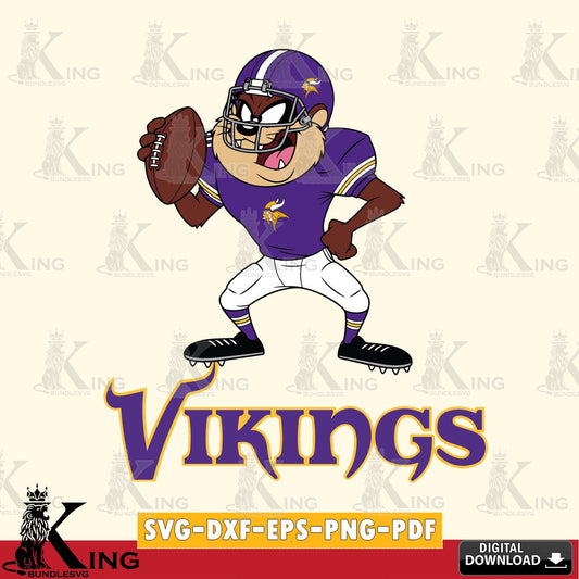 Minnesota Vikings Taz Football Player Cut file  , Digital Download , Instant Download, Looney Tunes svg, Football svg