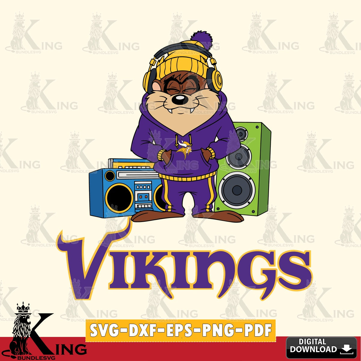 Minnesota Vikings Taz Hip Hop Cut file  , Digital Download , Instant Download, Looney Tunes svg, Football svg