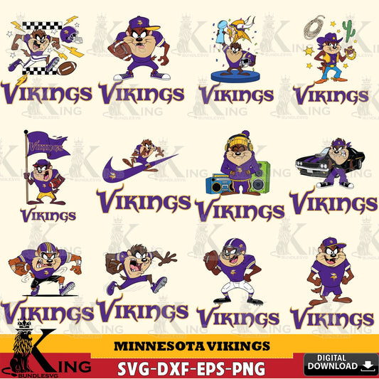 Minnesota Vikings Taz (Looney Tunes) Football NFL Bundle Cut file  , Digital Download , Instant Download, Looney Tunes svg, Football svg