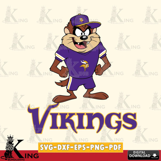 Minnesota Vikings Taz Standing Pose Cut file  , Digital Download , Instant Download, Looney Tunes svg, Football svg