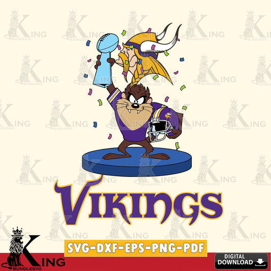 Minnesota Vikings Taz Trophy Podium Cut file  , Digital Download , Instant Download, Looney Tunes svg, Football svg