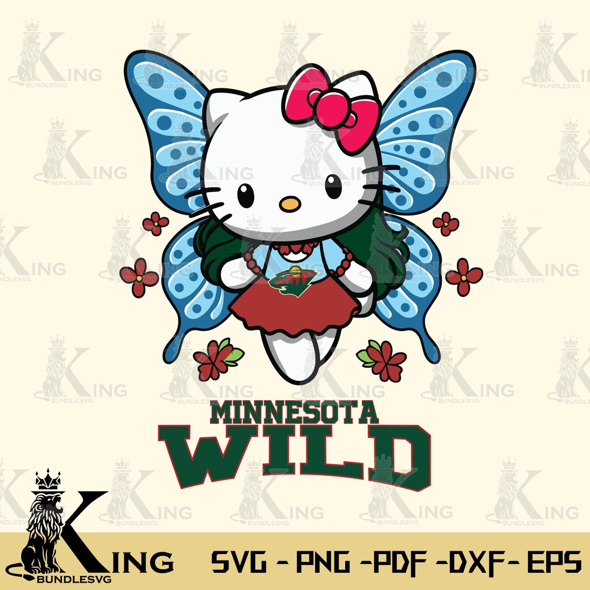 Minnesota Wild Butterfly Kitty Charm Svg Eps Dxf Png File, Digital Download