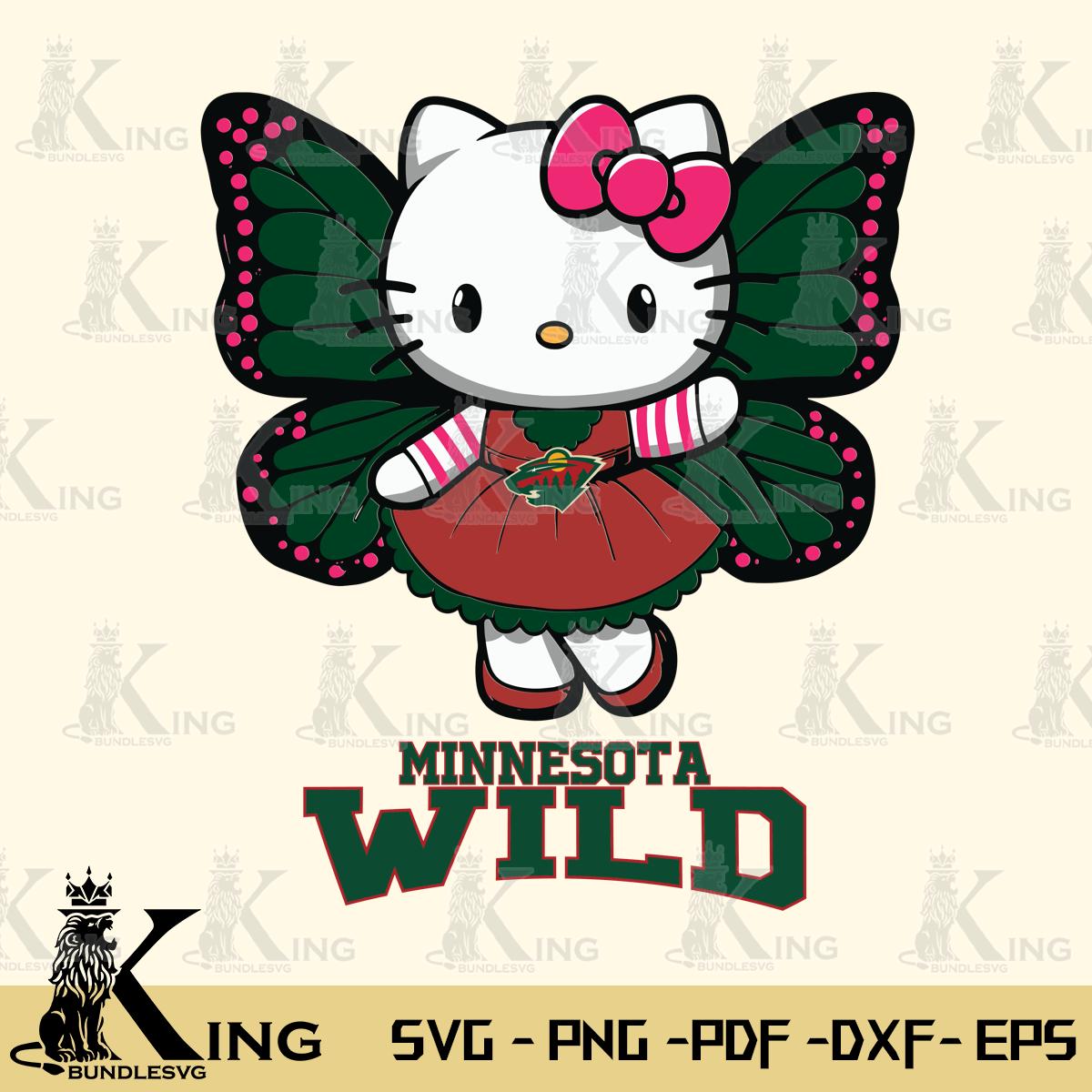 Minnesota Wild Whimsical Kitty Wings Svg Eps Dxf Png File, Digital Download