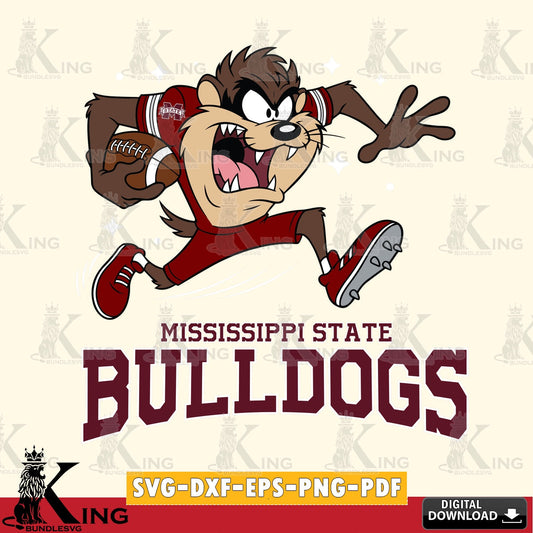 Mississippi State Bulldogs Angry Taz Football SVG file, Cut file  , Digital Download , Instant Download, Taz svg, NCAA svg