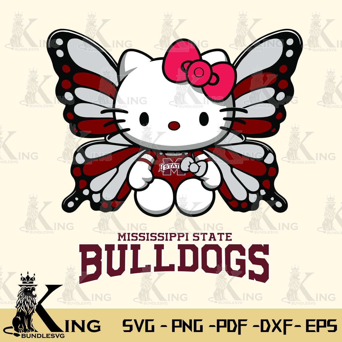 Mississippi State Bulldogs Butterfly Kitty Delight Svg Eps Dxf Png File, Digital Download