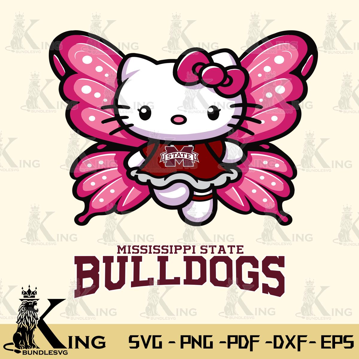 Mississippi State Bulldogs Hello Kitty Dreamscape Svg Eps Dxf Png File, Digital Download