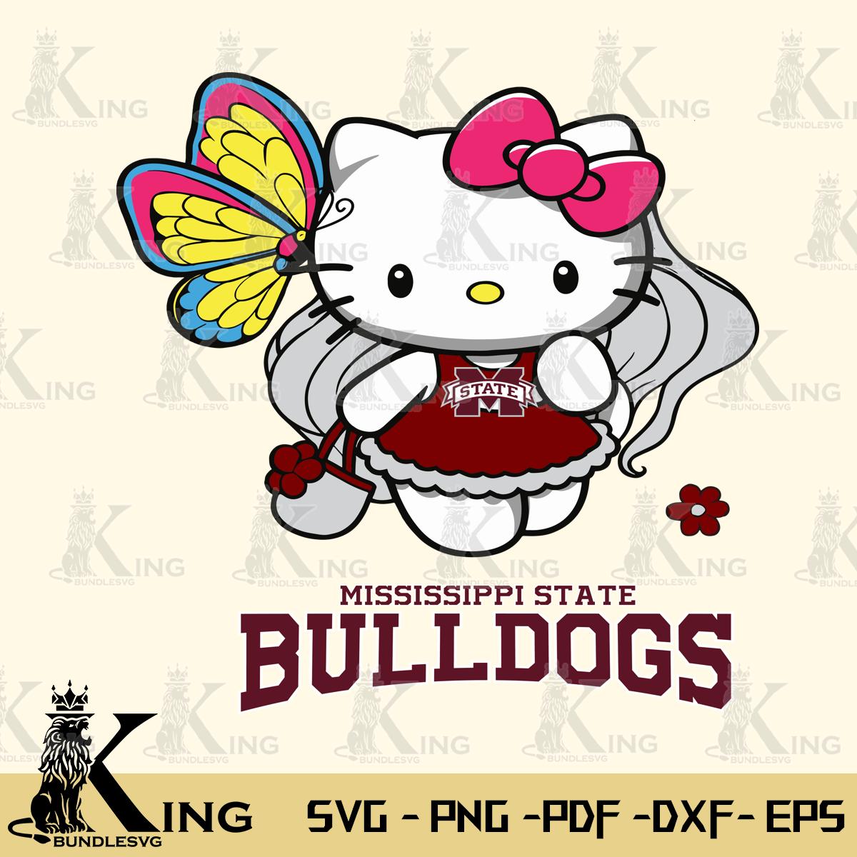 Mississippi State Bulldogs Kitty Cartoon Svg Eps Dxf Png File, Digital Download