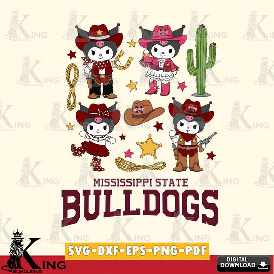 Mississippi State Bulldogs Kuromi Cowboy Western SVG file, Cricut, Cut file  , Digital Download , Instant Download, Sanrio svg, Clipart