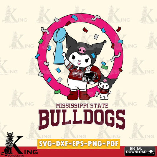 Mississippi State Bulldogs Kuromi Football Champion SVG file, Cricut, Cut file  , Digital Download , Instant Download, Sanrio svg, Clipart