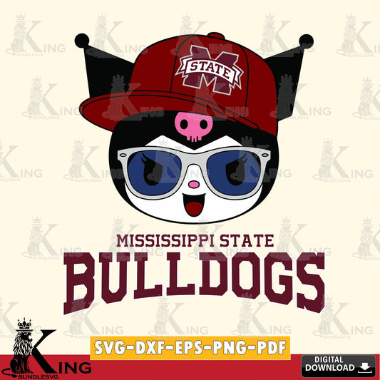 Mississippi State Bulldogs Kuromi Football Cool SVG file, Cricut, Cut file  , Digital Download , Instant Download, Sanrio svg, Clipart