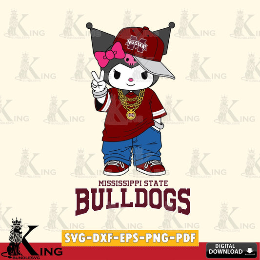 Mississippi State Bulldogs Kuromi Streetwear Style SVG file, Cricut, Cut file  , Digital Download , Instant Download, Sanrio svg, Clipart