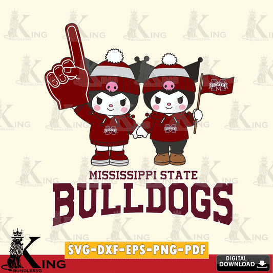 Mississippi State Bulldogs Kuromi rugby Fan SVG file, Cricut, Cut file  , Digital Download , Instant Download, Sanrio svg, Clipart