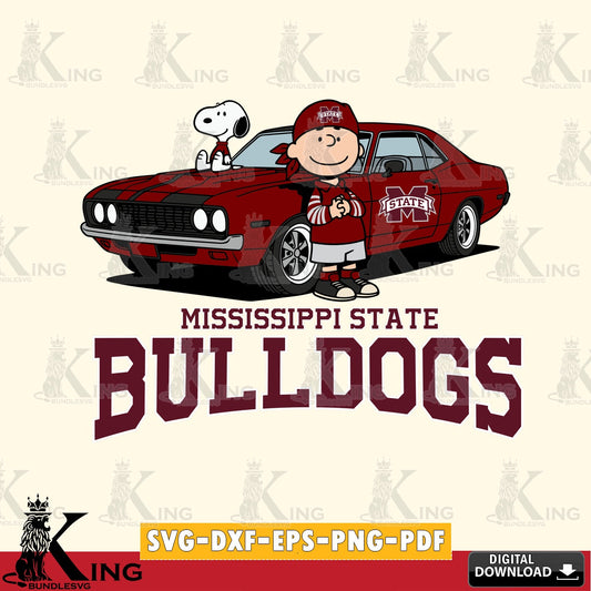 Mississippi State Bulldogs Peanuts Muscle Car SVG, Cricut, Cut file  , Digital Download , Instant Download, Peanuts svg, NCAA svg, Football svg, Sport svg