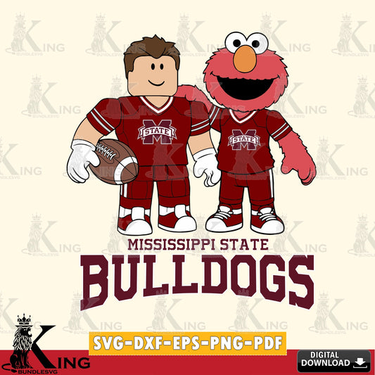 Mississippi State Bulldogs Roblox & Elmo Football SVG file , NCAA Cricut,  File cut , Digital Download , PDF File