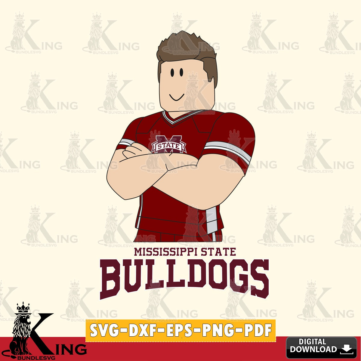 Mississippi State Bulldogs Roblox Football SVG file , NCAA Cricut,  File cut , Digital Download , PDF File