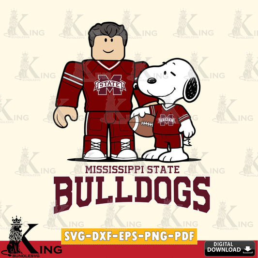 Mississippi State Bulldogs Roblox & Snoopy Football SVG file , NCAA Cricut,  File cut , Digital Download , PDF File