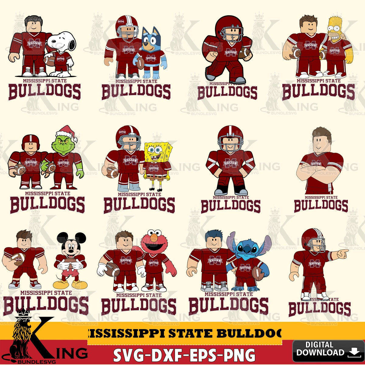 Mississippi State Bulldogs Roblox With Friends football NCAA Bundle SVG file , NCAA Cricut,  File cut , Digital Download , PDF File