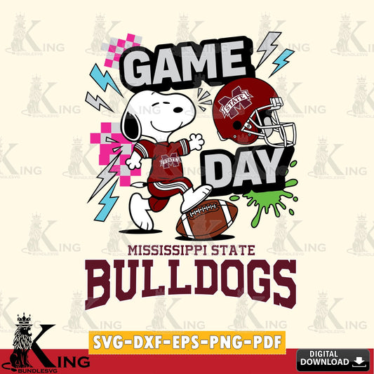 Mississippi State Bulldogs Snoopy Game day SVG, Cricut, Cut file  , Digital Download , Instant Download, Peanuts svg, NCAA svg, Football svg, Sport svg