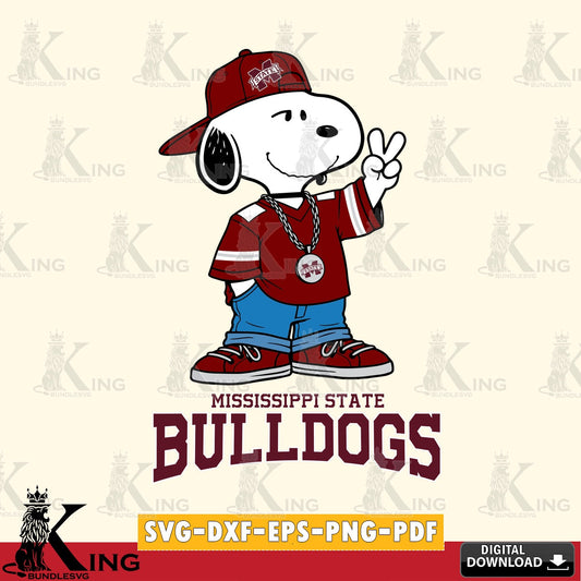 Mississippi State Bulldogs Snoopy Say hi SVG, Cricut, Cut file  , Digital Download , Instant Download, Peanuts svg, NCAA svg, Football svg, Sport svg