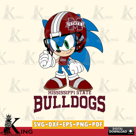 Eye-catching graphic of Mississippi State Bulldogs Sonic Football Mascot, digital clipart compatible with laser engraving and