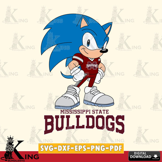 Unique artwork depicting Mississippi State Bulldogs Sonic Football Star Mascot, versatile clip art for stickers, decals, and mugs