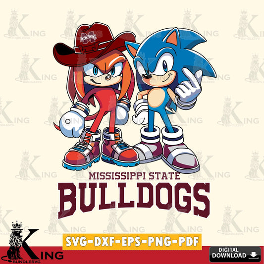 Eye-catching graphic of Mississippi State Bulldogs Sonic & Knuckles football mascot, a cut file ideal for vinyl projects and