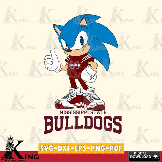 Custom design featuring Mississippi State Bulldogs Sonic Like Football SVG PNG files perfect for Cricut and Silhouette cutting