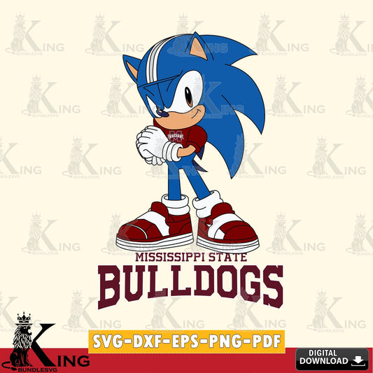 Mississippi State Bulldogs Sonic cute Football SVG file, Vector , Digital Download , PDF File , Instant Download