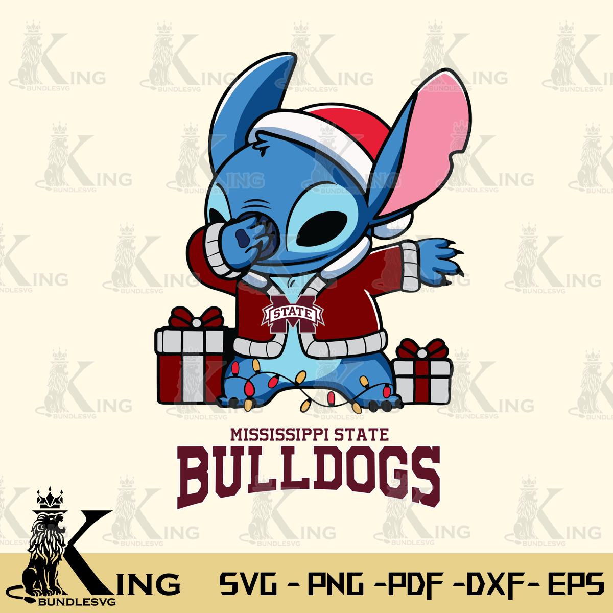 Mississippi State Bulldogs Stitch Merry Christmas Svg Eps Dxf Png File, Digital Download