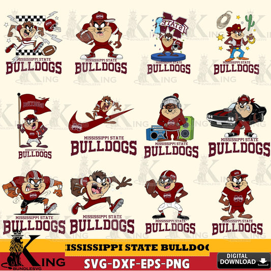 Mississippi State Bulldogs Taz Football NCAA Bundle SVG file, Cut file  , Digital Download , Instant Download, Taz svg, NCAA svg