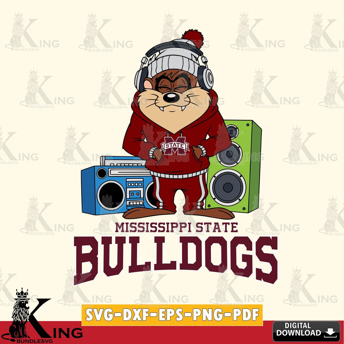 Mississippi State Bulldogs Taz Hip Hop SVG file, Cut file  , Digital Download , Instant Download, Taz svg, NCAA svg
