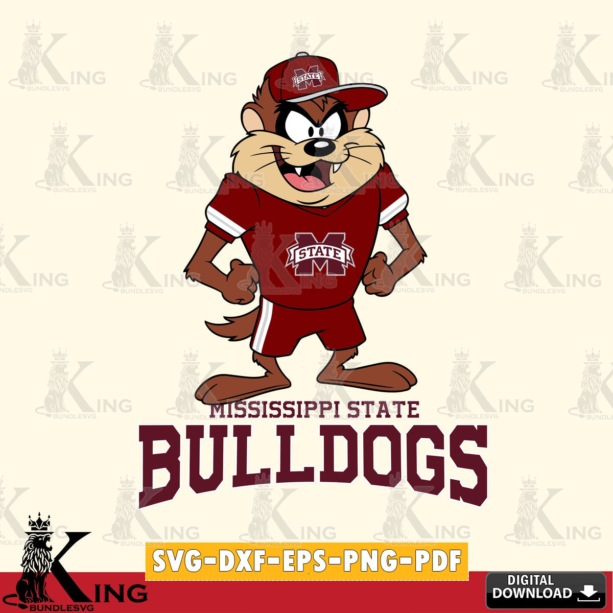 Mississippi State Bulldogs Taz Standing Pose SVG file, Cut file  , Digital Download , Instant Download, Taz svg, NCAA svg