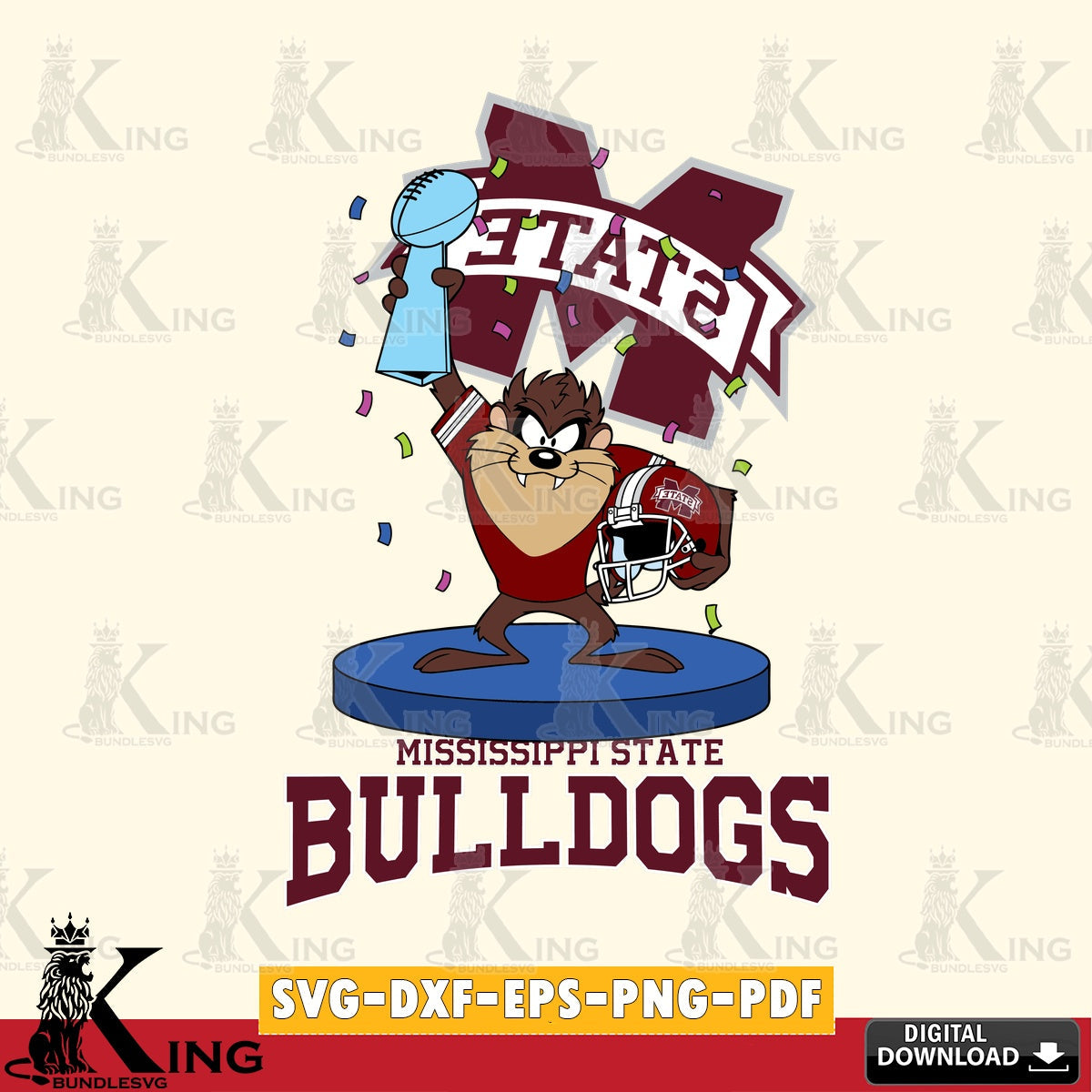 Mississippi State Bulldogs Taz Trophy Podium SVG file, Cut file  , Digital Download , Instant Download, Taz svg, NCAA svg