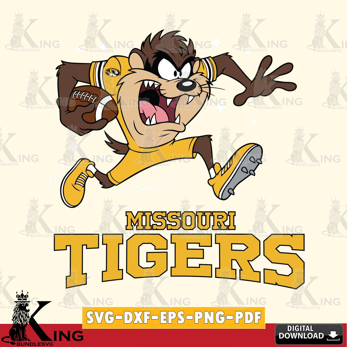 Missouri Tigers Angry Taz Football SVG file, Cut file  , Digital Download , Instant Download, Taz svg, NCAA svg